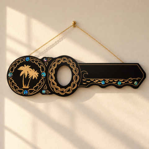 Palm Tree Celebration Key With Paua Shell Inlays – 21st key with paua shell